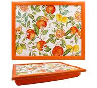 The Leonardo Collection Oranges & Lemons Jennifer Rose Wooden Kitchenware Oranges & Lemons Laptray For Food Serving | Lap Trays With Bean Bag Cushion | Durable Lap Trays For Eating On Lap For Adults