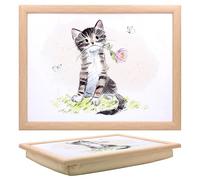 The Leonardo Collection Paper Shed Cat with Rose Laptray | Bean Bag Tray for Meals | Stylish Food Tray for Dinner or BreakfastHue | Perfect for Home Comfort