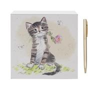 The Leonardo Collection Paper Shed Design Cat With Rose Memo Pad & Pen For Notes | Daily Memo For Office Use As 2025 Diary | Ideal Journals For Women & Men | Lovely Journal For 2025 Planner