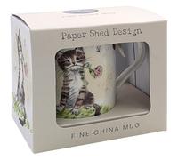 The Leonardo Collection Paper Shed Design Cat with Rose Mug for Home & Kitchen | Stylish Ceramic Mugs for Tea & Coffee | Lovely Cup Set for Mens Gifts & Birthday Gifts for Women
