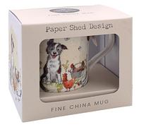 The Leonardo Collection Paper Shed Design Collie & Hens Mug for Home & Kitchen | Stylish Ceramic Mugs for Tea & Coffee | Lovely Cup Set for Mens Gifts & Birthday Gifts for Women