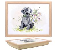 The Leonardo Collection Paper Shed Design Dog with Flowers Laptray With Bean Bag for Serving Dishes | Lovely Lap Trays for Eating on Lap for Dinner or Breatfast | Newly Designed Food Trays for Lap
