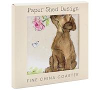 The Leonardo Collection Paper Shed Design Dog with Rose Coaster For Office Home & Kitchen | Lovely Coaster Set For Decorative Home Accessories Drinks Coasters For Tea & Coffee