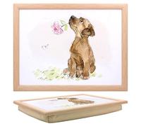 The Leonardo Collection Paper Shed Design Dog with Rose Laptray With Bean Bag for Serving Dishes | Lovely Lap Trays for Eating on Lap for Dinner or Breatfast | Newly Designed Food Trays for Lap