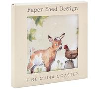 The Leonardo Collection Paper Shed Design Goat & Hen Coaster For Office Home & Kitchen | Lovely Coaster Set For Decorative Home Accessories Drinks Coasters For Tea & Coffee