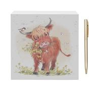 The Leonardo Collection Paper Shed Design Highland Cow Memo Pad & Pen For Notes | Daily Memo For Office Use As 2025 Diary | Ideal Journals For Women & Men | Lovely Journal For 2025 Planner