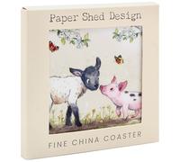 The Leonardo Collection Paper Shed Design Lamb & Piglet Coaster For Office Home & Kitchen | Lovely Coaster Set For Decorative Home Accessories Drinks Coasters For Tea & Coffee