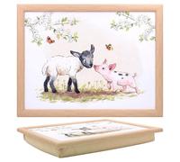 The Leonardo Collection Paper Shed Design Lamb & Piglet Laptray With Bean Bag for Serving Dishes | Lovely Lap Trays for Eating on Lap for Dinner or Breatfast | Newly Designed Food Trays for Lap
