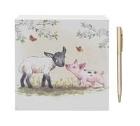 The Leonardo Collection Paper Shed Design Lamb & Piglet Memo Pad and Pen
