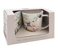 The Leonardo Collection Paper Shed Design Lamb & Piglet Mug with Coaster for Home & Kitchen | Stylish Ceramic Mugs for Tea & Coffee | Lovely Cup Set for Mens Gifts & Birthday Gifts for Women