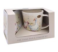 The Leonardo Collection Paper Shed Design Pig & Duck Mug with Coaster for Home & Kitchen | Stylish Ceramic Mugs for Tea & Coffee | Lovely Cup Set for Mens Gifts & Birthday Gifts for Women