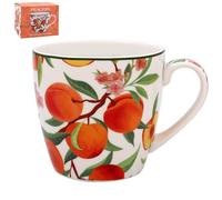 The Leonardo Collection Peaches Breakfast Mug, Tea and Coffee Mugs for Hot Drinks | Fine China Printed Mugs for Kitchen & Home | Reusable Ceramic Cups for Every Occasion | Gifts for Women & Men