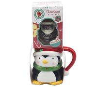 The Leonardo Collection Penguin Food Gift Novelty Mug & Chocolate Bomb for Hot Drinks | Reusable Fine China Coffee Cups for Kitchen & Home | Durable Printed Tea Mugs for Every Occasion