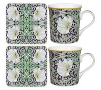 The Leonardo Collection Pimpernel Mug & Coaster Set | Lovely Gifts for Women & Men | Designed by William Morris | Coasters Set for All Modern Kitchen & Offices