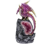 The Leonardo Collection Pink Dragon LED Light Up on Stone with LED Light up Crystals Legend and Dreams