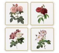 The Leonardo Collection Redoute Rose Coasters Set of 4 Pierre-Joseph Redoute For Home & Office | Stylish Coaster For Tabletops & Dining Spaces | Decorative Home Accessories for Drinks & Tables