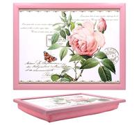 The Leonardo Collection Redoute Rose Laptray Pierre-Joseph Redoute Lap Tray For Food Serving & Breakfast | Comfortable Lap Trays With Bean Bag Cushion | Durable Lap Trays For Eating On Lap For Adults