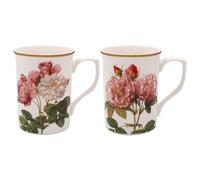 The Leonardo Collection Redoute Rose Mugs Set of 2 Pierre-Joseph Redoute, Tea and Coffee Mug for Hot Drinks | Fine China Printed Mugs for Kitchen & Home | Reusable Ceramic Cups for Every Occasion