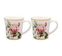 The Leonardo Collection Redoute Rose Mugs Set of 2 Pierre-Joseph Redoute, Tea and Coffee Mug for Hot Drinks | Fine China Printed Mugs for Kitchen & Home | Reusable Ceramic Cups for Every Occasion