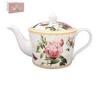 The Leonardo Collection Redoute Rose Tea Pot by Pierre-Joseph Redoute | Elegant Fine China Teapot with Classic Floral Design | Perfect for Afternoon Tea, Display or Gifting | Timeless Style