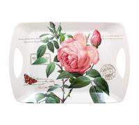 The Leonardo Collection Redoute Rose Tray Large Pierre-Joseph Redoute For Kitchen & Home | Non Slip Serving Tray For Food | Serving Platter For Lunch & Dinner | Plastic Trays For Tea & Serving Dishes