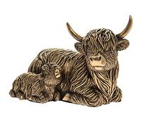 The Leonardo Collection Reflections Bronzed Cow & Baby L Figurine For Home & Office | Home Decor Ornaments Gift For Women & Men | Beautiful Figurine For Indoor & Outdoor | Living Room Decor Ornaments