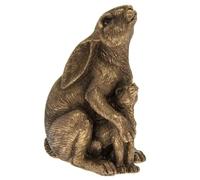 The Leonardo Collection Reflections Bronzed Hare&Baby Figurine For Home & Office | Home Decor Ornaments Gift For Women & Men | Beautiful Figurine For Indoor & Outdoor | Living Room Decor Ornaments