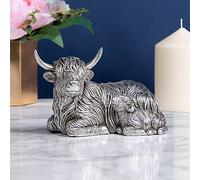 The Leonardo Collection Reflections Silver Cow & Baby S Figurine For Home & Office | Home Decor Ornaments Gift For Women & Men | Beautiful Figurine For Indoor & Outdoor | Living Room Decor Ornaments