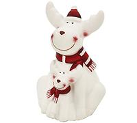 The Leonardo Collection Reindeer and Calf - Red and white scarf and hat