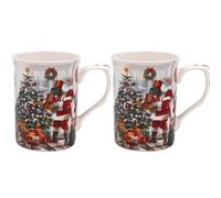 The Leonardo Collection Santa Mugs Set 2 for Hot Drinks | Reusable Fine China Coffee Cups for Kitchen & Home | Durable Printed Tea Mugs for Every Occasion | Long-Lasting Cup for All Types of Beverages