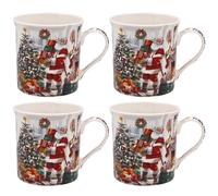 The Leonardo Collection Santa Mugs Set 4 for Hot Drinks | Reusable Fine China Coffee Cups for Kitchen & Home | Durable Printed Tea Mugs for Every Occasion | Long-Lasting Cup for All Types of Beverages