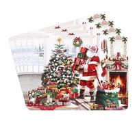 The Leonardo Collection Santa Placemats - Set of 4 For Home & Kitchen | Easy Clean & Washable Place Mats For Everyday Tableware Protection | Non Slip Table Mats For Decorations & Dinner Plates
