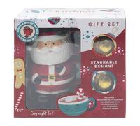 The Leonardo Collection Santa Stacking Set of 2 Mugs with 2 Chocolate Bombs Gift Set for Hot Drinks | Reusable Fine China Coffee Cups for Kitchen & Home | Durable Printed Tea Mugs for Every Occasion
