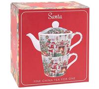 The Leonardo Collection Santa Tea for One Set for Kitchen | Lovely Kitchen Accessories for Home | Without Strainer Tea Pot for Daily Use | Durable for Home & Office