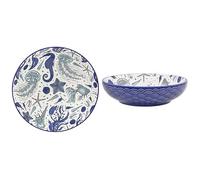 The Leonardo Collection Sea Life Stoneware Sea Life Bowl 9.5 inches for Home and Restaurants | Microwave & Dishwasher Safe Everyday Crockery for Cereal, Dessert, Pasta, Noodle, Salad, and Fruits