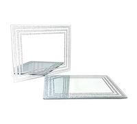 The Leonardo Collection Set of 2 Glass Placemats Modern Silver Glitter Square Dining Table Place Mats