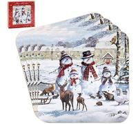The Leonardo Collection Set of 4 Christmas Coasters - Magic of Christmas - Snowmen and Animals - Richard Macneil Design - Statement Kitchenware for the Home