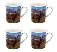 The Leonardo Collection Set of 4 Fine China Stag Mugs Tea Coffee Cups Animal Dessert Different Designs