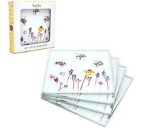 The Leonardo Collection Set of 4 Watercolour Busy Bees Glass Dining Table Coasters by Jennifer Rose Gallery
