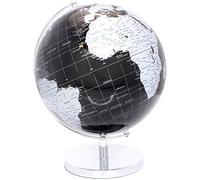 The Leonardo Collection Silver & Black 34 CM World Globe For Home School & Office | Beautiful Globe With Metal Base | Decorative Rotating World Globe | Educational Geographic Globe