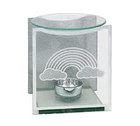 The Leonardo Collection Silver Glitter Rainbow Mirrored Fragrance Oil Burner Wax Warmer Tealight Holder