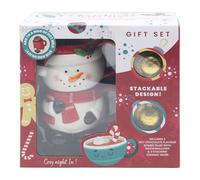 The Leonardo Collection Snowman Stacking Set Of 2 Mugs With 2 Chocolate Bombs Gift Set for Hot Drinks | Reusable Fine China Coffee Cups for Kitchen & Home | Durable Printed Tea Mugs for Every Occasion