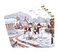 The Leonardo Collection Snowmen Placemats - Set of 4 For Home & Kitchen | Easy Clean & Washable Place Mats For Everyday Tableware Protection | Non Slip Table Mats For Decorations & Dinner Plates