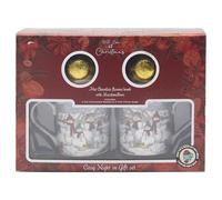 The Leonardo Collection Snowmen Set of 2 Mugs with 2 Chocolate Bombs Gift Set for Hot Drinks | Reusable Fine China Coffee Cups for Kitchen & Home | Durable Printed Tea Mugs for Every Occasion