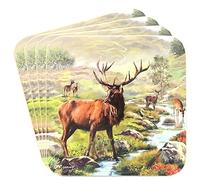 The Leonardo Collection Stag Coasters Set of 4 Macneil Studios For Home & Office | Stylish Coaster For Kitchen & Dining | Durable Drinks Coasters For Tabletops | Decorative Home Accessories for Table