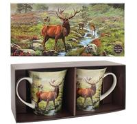 The Leonardo Collection Stag Mugs Set of 2 Macneil Studios, Tea and Coffee Mugs for Hot Drinks | Fine China Printed Mugs for Kitchen & Home | Reusable Ceramic Cups for Every Occasion
