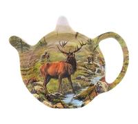 The Leonardo Collection Stag Teabag Tidy by Macneil Studios | Porcelain Tea Bag Holder with Stag Illustration | Rustic Wildlife Design | Farmhouse Style | Elegant Kitchen Accessory