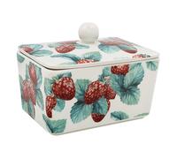 The Leonardo Collection Strawberry Field Butter Dish with Lid | British Designed Butter Dish | Large Butter Dish for All Types of Kitchen | Butter Dishes for All Sizes of Butter