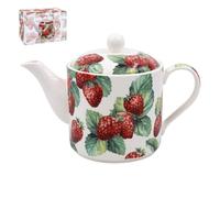 The Leonardo Collection Strawberry Field Tea Pot with Lid | British Designed Tea Pot | Ceramic Pot for Home & Office | Tea Pot for Serving Hot Drinks