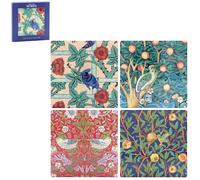 The Leonardo Collection Strawberry Thief Ceramic Coaster Set of 4 | Coasters Set For All Modern Kitchen & Offices | Designed By William Morris | Coasters For All Types of Cups & Mugs